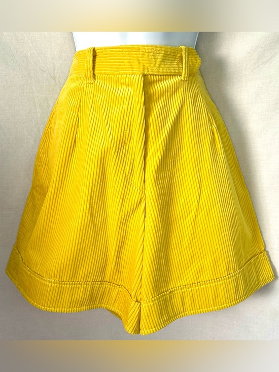 Oscar de la Renta Pants - Oscar de la Renta Retro Yellow Corduroy High Waist Shorts, Size 8